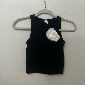 Black Zara tank top with white flower